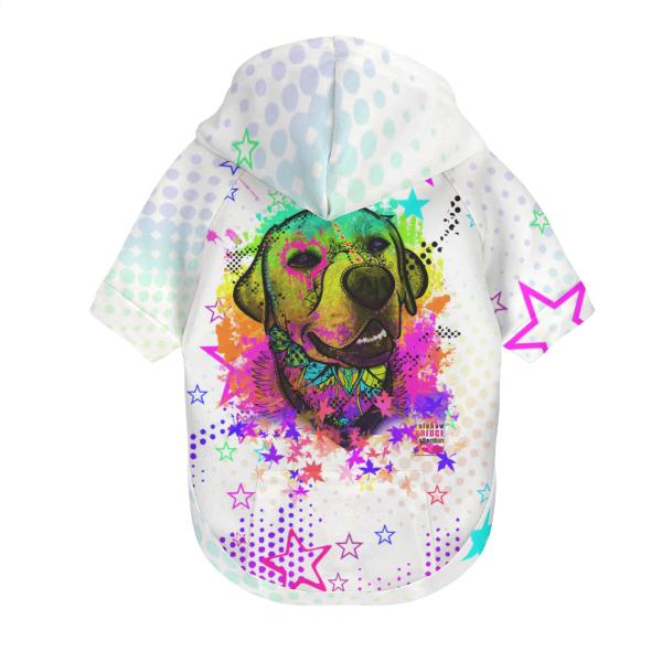 Hunde-Hoodie, Hundemotiv Leo – bunte Popart, gemütlich, waschbar, Polyster